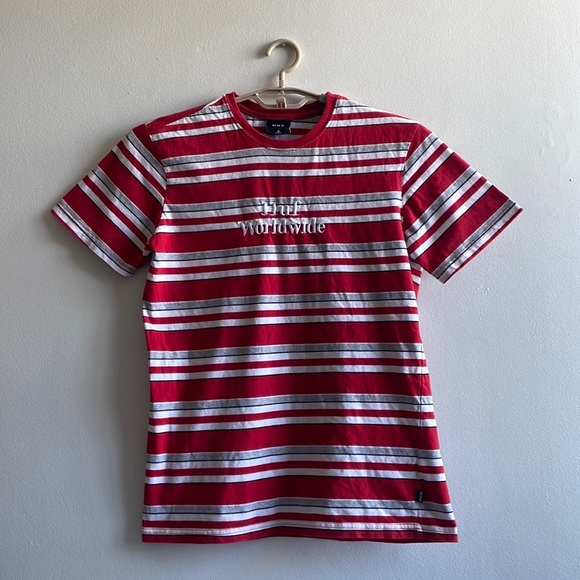 HUF T Shirt Small Red Striped - Picture 8 of 9